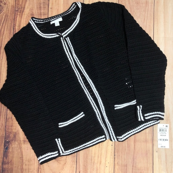 NWT CHARTER CLUB | Garden Party Black Cardigan Med - Picture 1 of 7